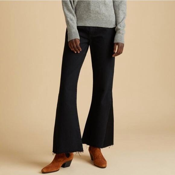 KHAITE | The Layla Jean in Dayton Wash Black Cropped Flare Denim 27 - Picture 1 of 14